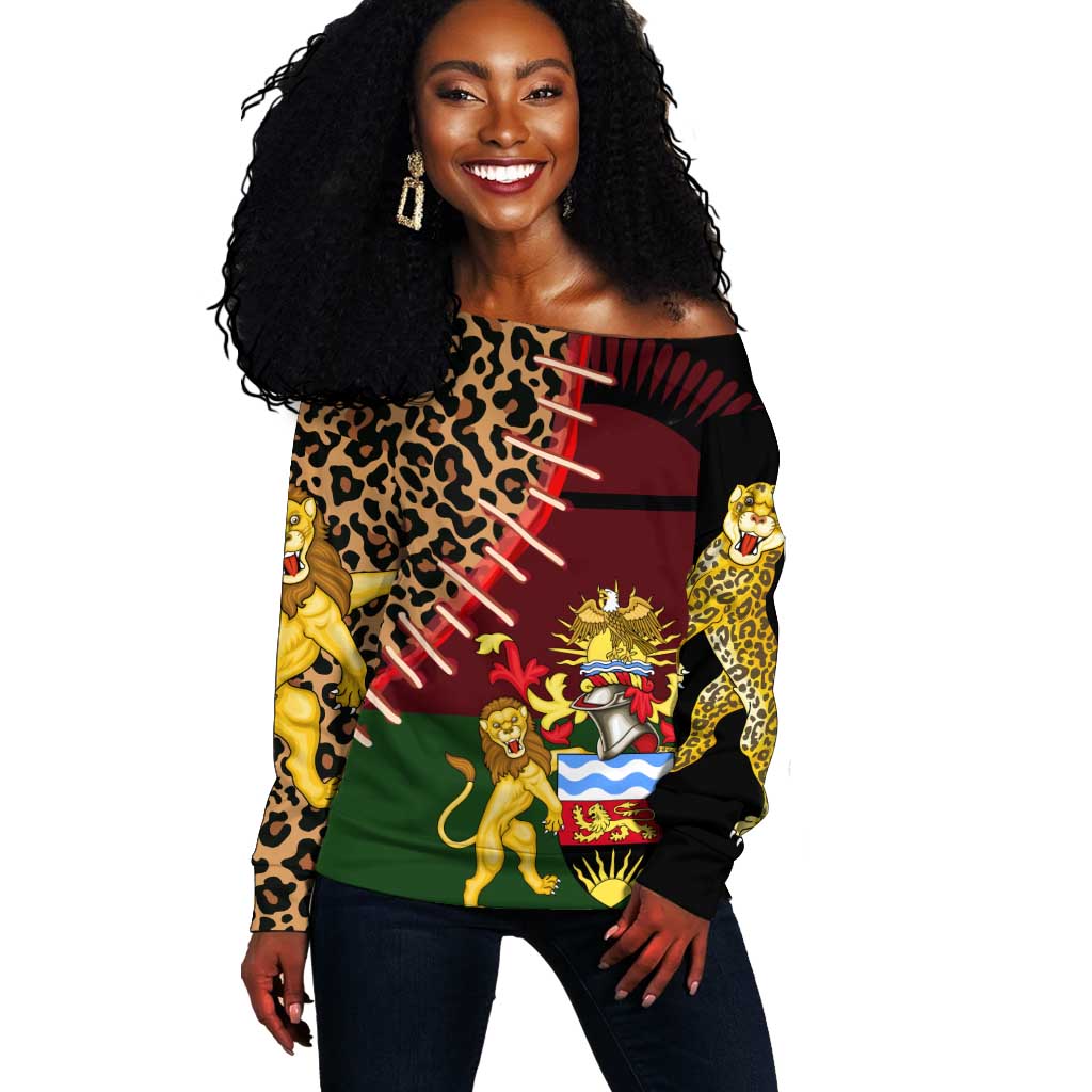 Leopard and Lion Malawi Off Shoulder Sweater Unity and Freedom TS04
