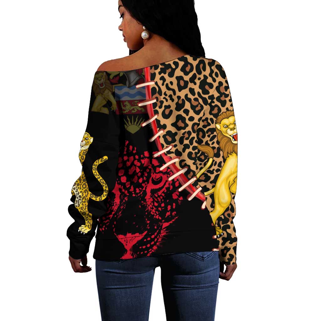 Leopard and Lion Malawi Off Shoulder Sweater Unity and Freedom TS04