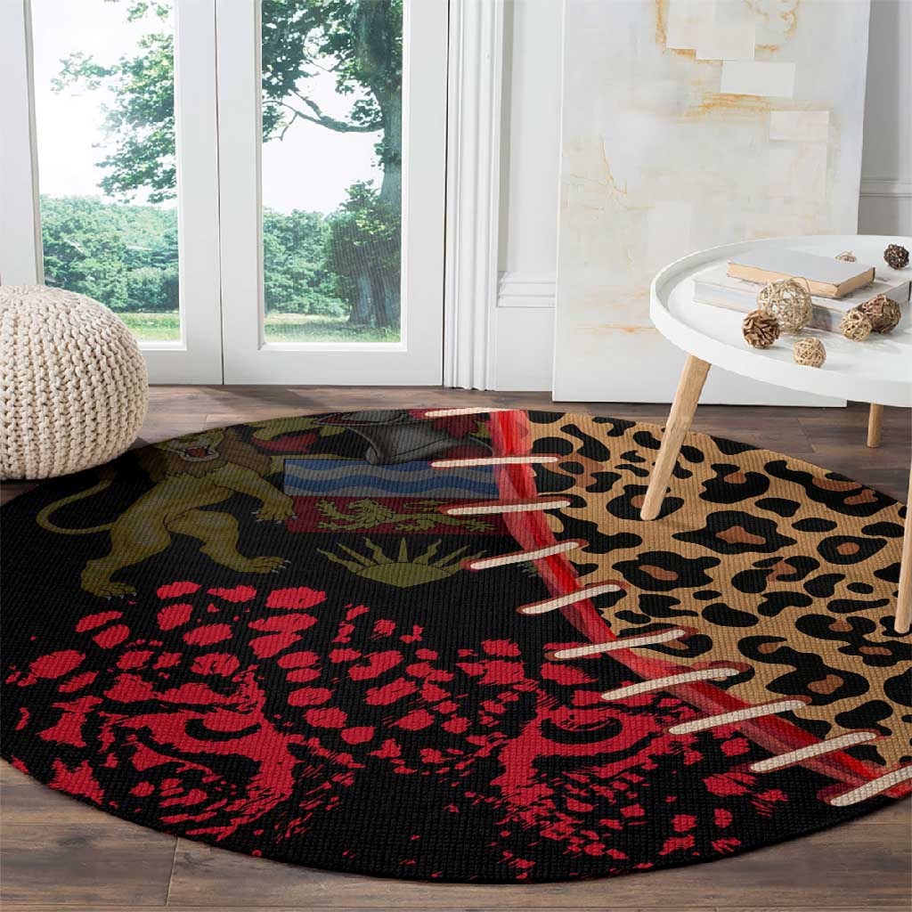 Leopard and Lion Malawi Round Carpet Unity and Freedom TS04