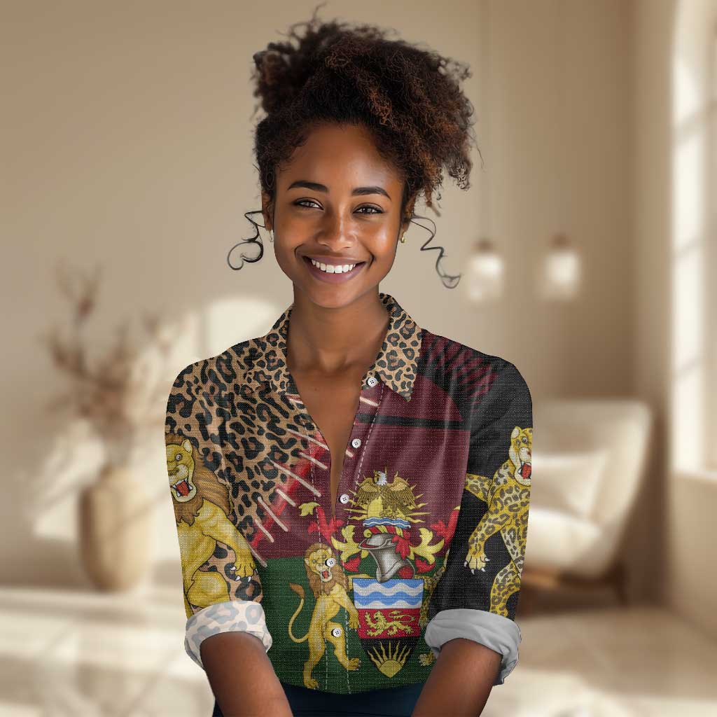 Leopard and Lion Malawi Women Casual Shirt Unity and Freedom TS04