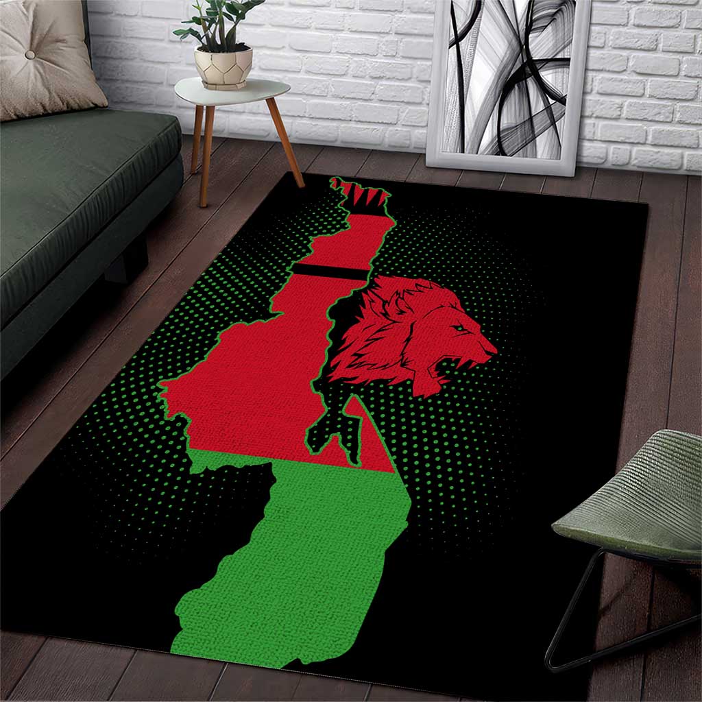 Malawi Lion Map Flag Area Rug Wildlife Fusion Design TS04
