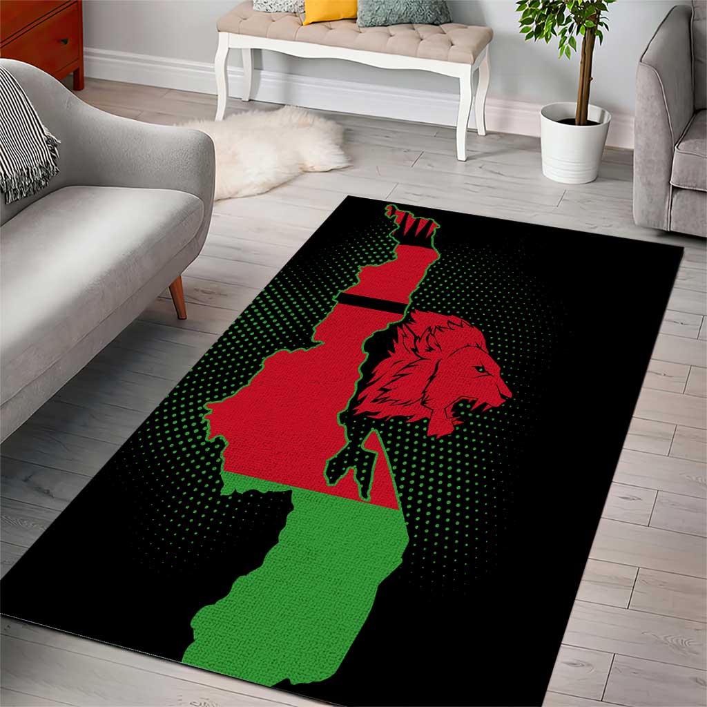 Malawi Lion Map Flag Area Rug Wildlife Fusion Design TS04