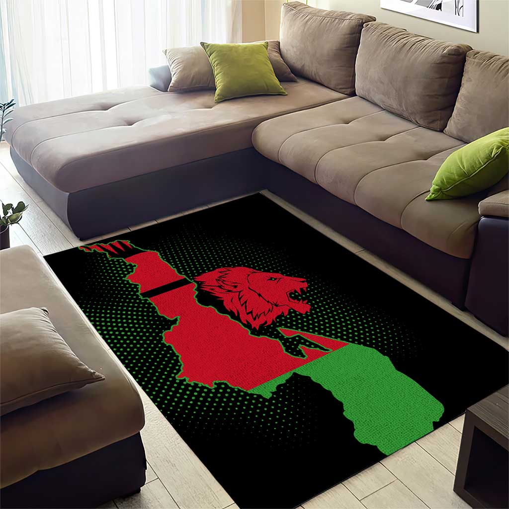 Malawi Lion Map Flag Area Rug Wildlife Fusion Design TS04