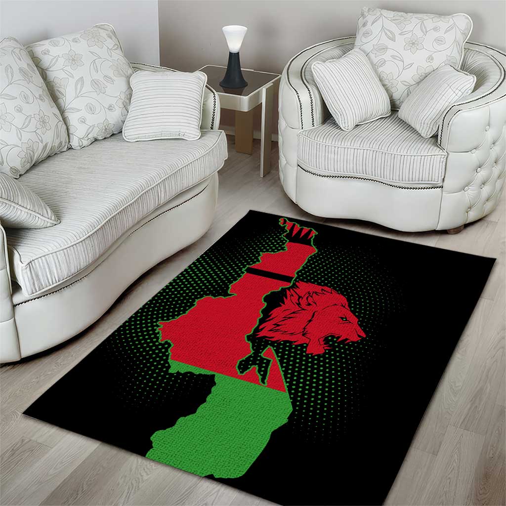 Malawi Lion Map Flag Area Rug Wildlife Fusion Design TS04