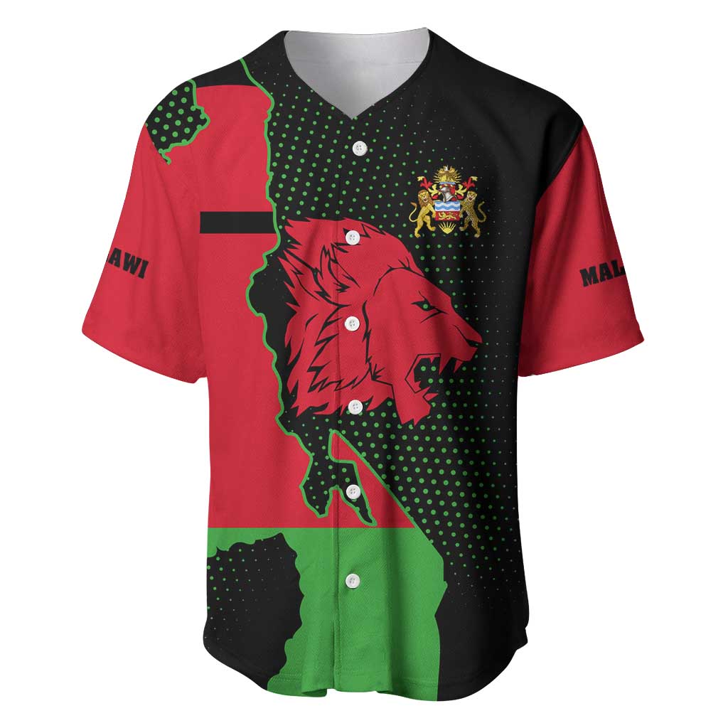 Malawi Lion Map Flag Baseball Jersey Wildlife Fusion Design TS04