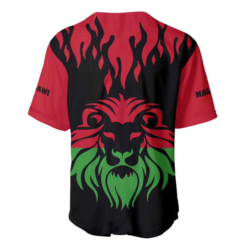 Malawi Lion Map Flag Baseball Jersey Wildlife Fusion Design TS04