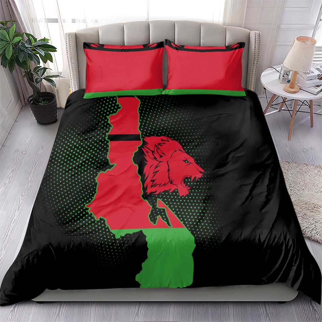 Malawi Lion Map Flag Bedding Set Wildlife Fusion Design TS04