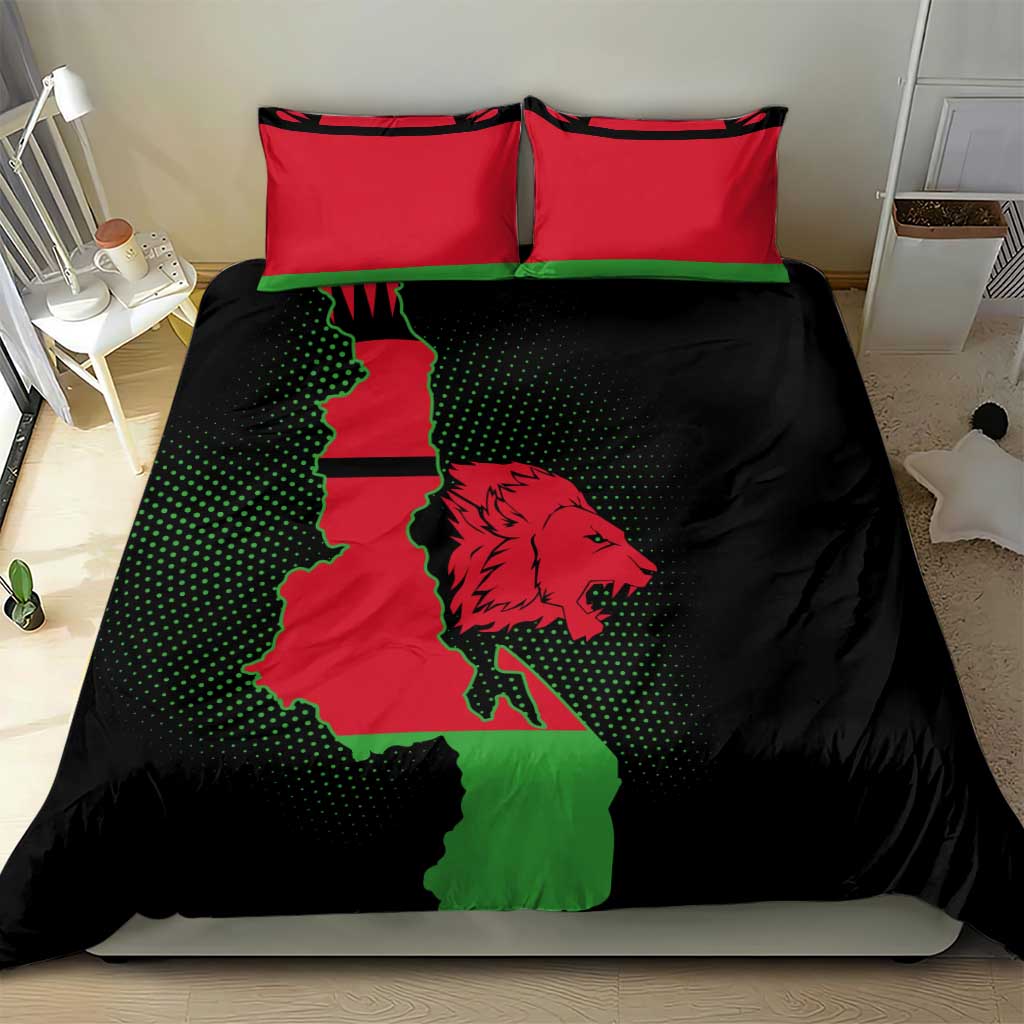 Malawi Lion Map Flag Bedding Set Wildlife Fusion Design TS04