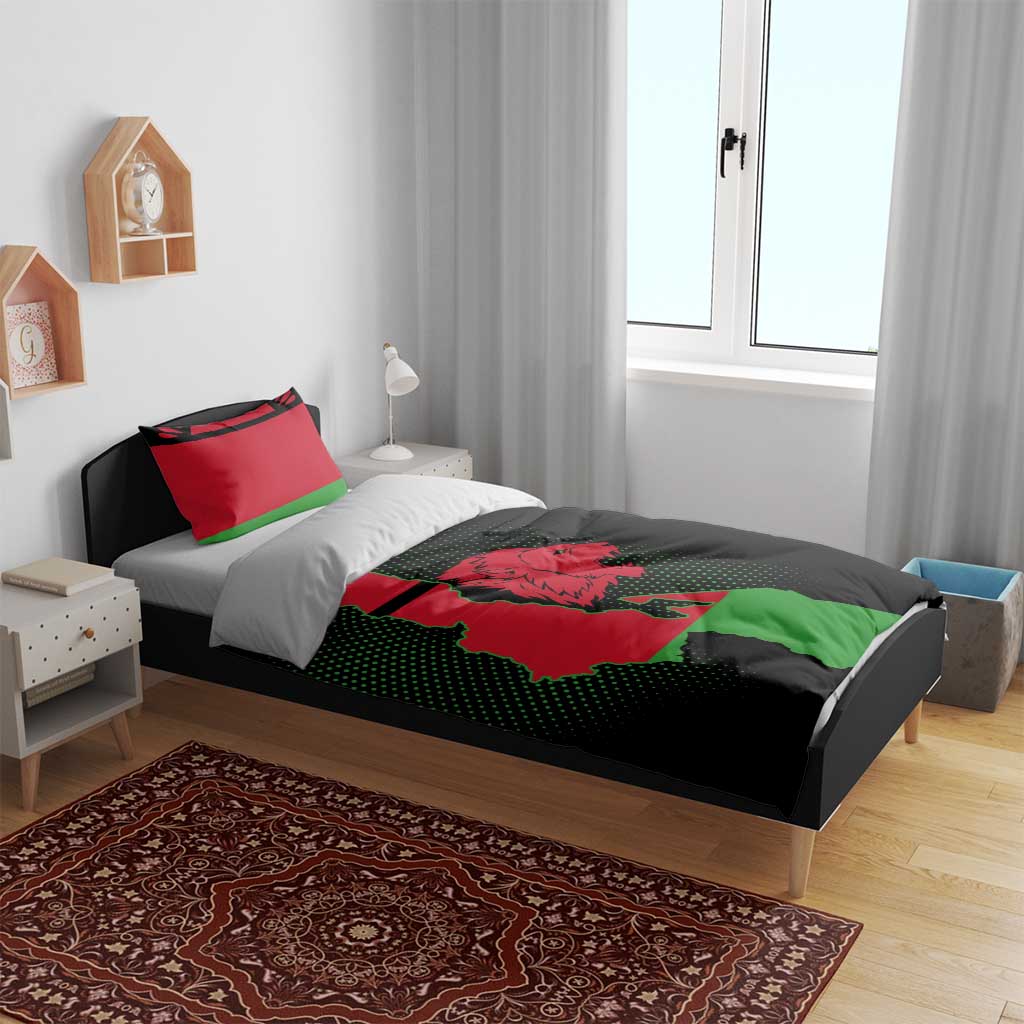 Malawi Lion Map Flag Bedding Set Wildlife Fusion Design TS04