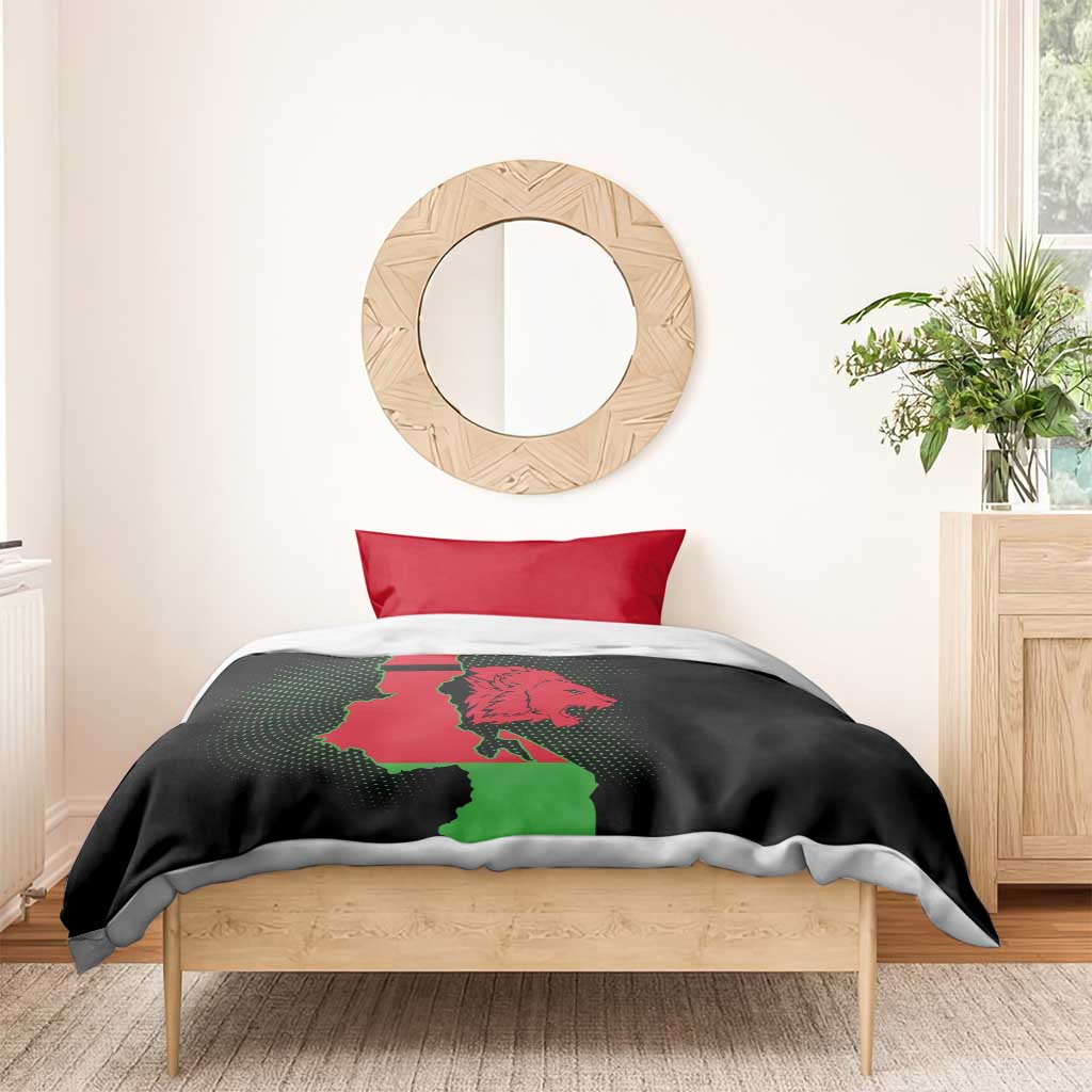 Malawi Lion Map Flag Bedding Set Wildlife Fusion Design TS04