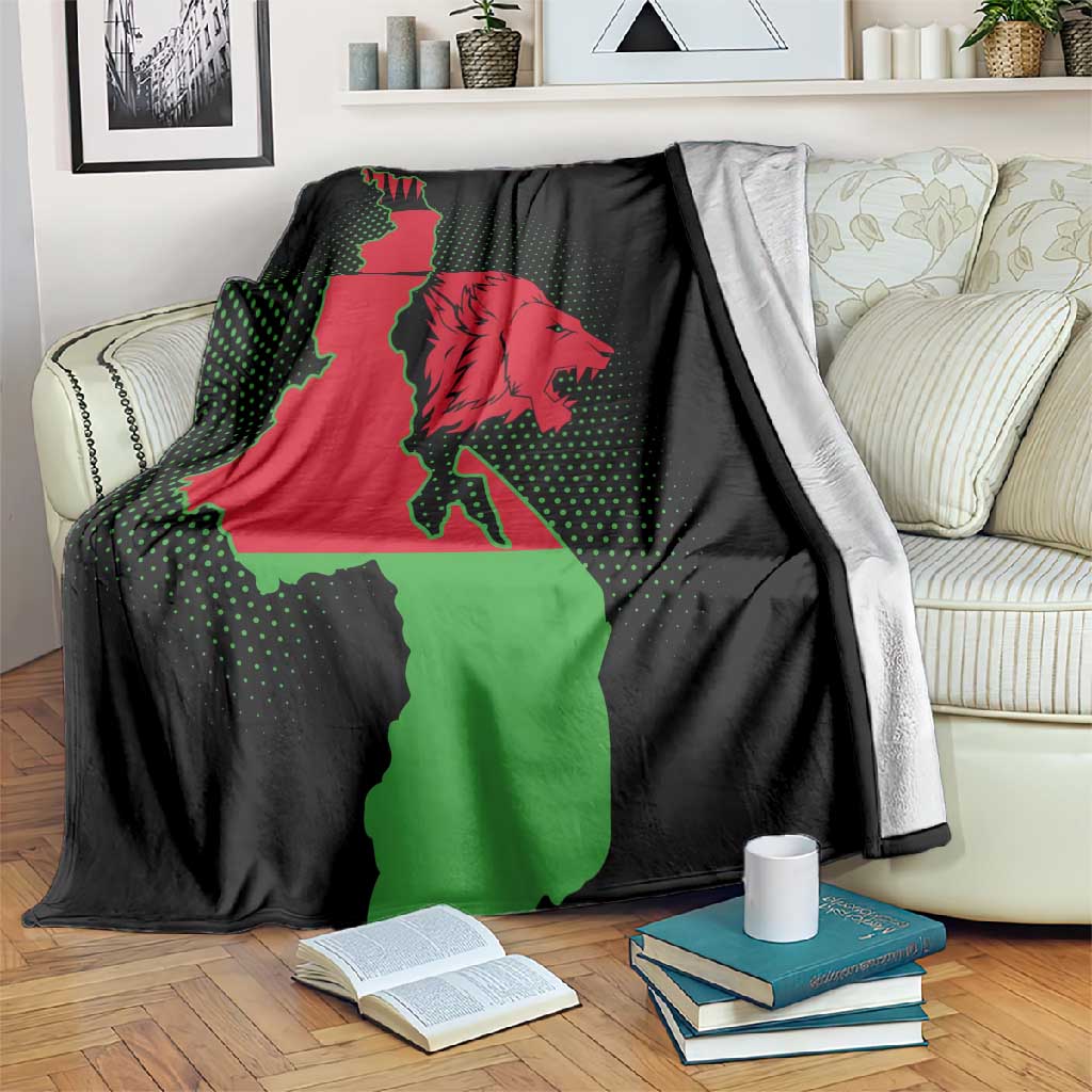 Malawi Lion Map Flag Blanket Wildlife Fusion Design TS04