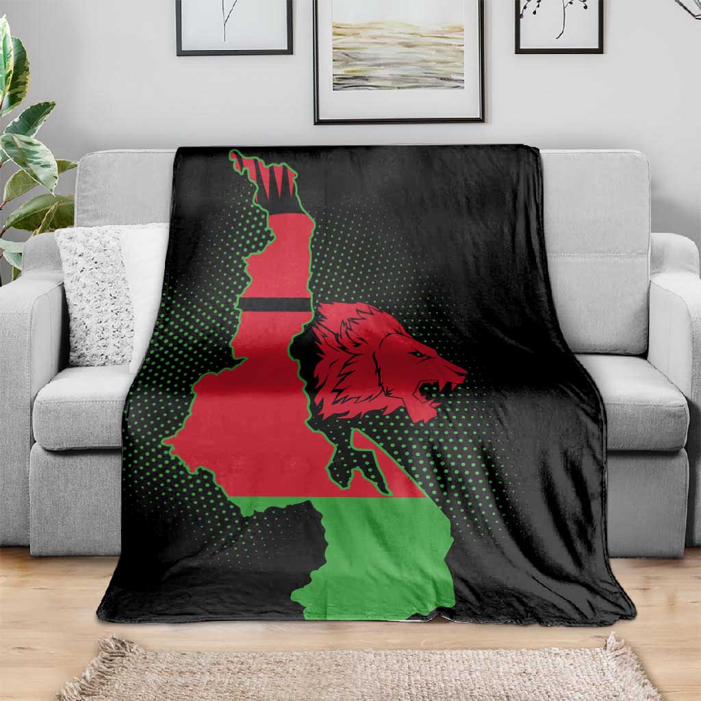 Malawi Lion Map Flag Blanket Wildlife Fusion Design TS04