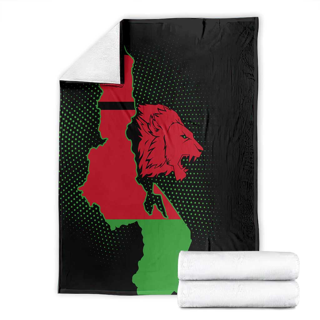 Malawi Lion Map Flag Blanket Wildlife Fusion Design TS04