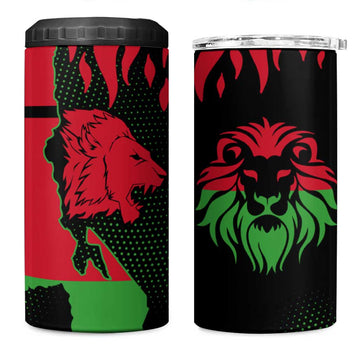 Malawi Lion Map Flag 4 in 1 Can Cooler Tumbler Wildlife Fusion Design TS04