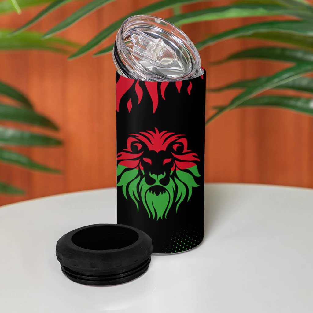 Malawi Lion Map Flag 4 in 1 Can Cooler Tumbler Wildlife Fusion Design TS04