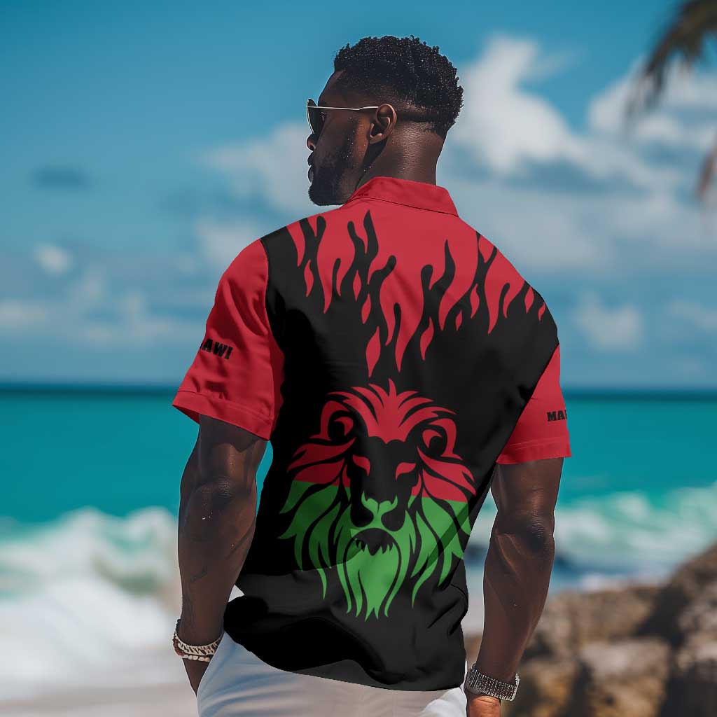 Malawi Lion Map Flag Hawaiian Shirt Wildlife Fusion Design TS04