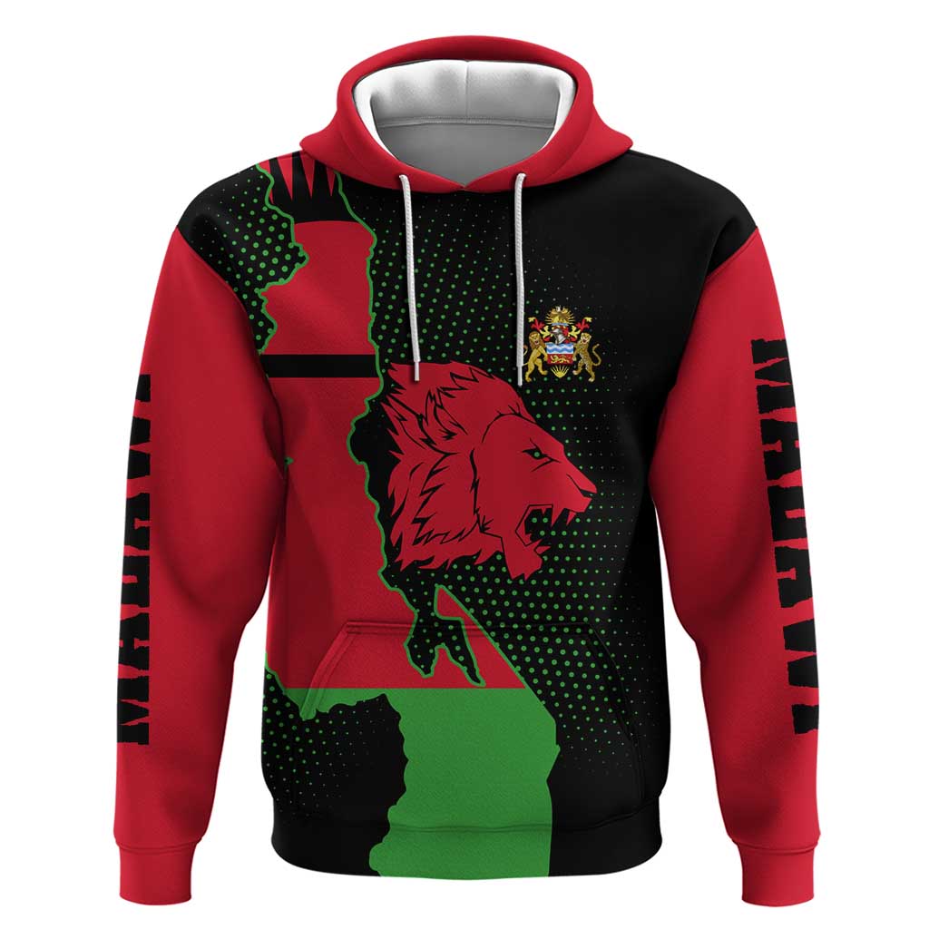 Malawi Map Shaped Lion Hoodie Unique Country and Wildlife Fusion Design TS04
