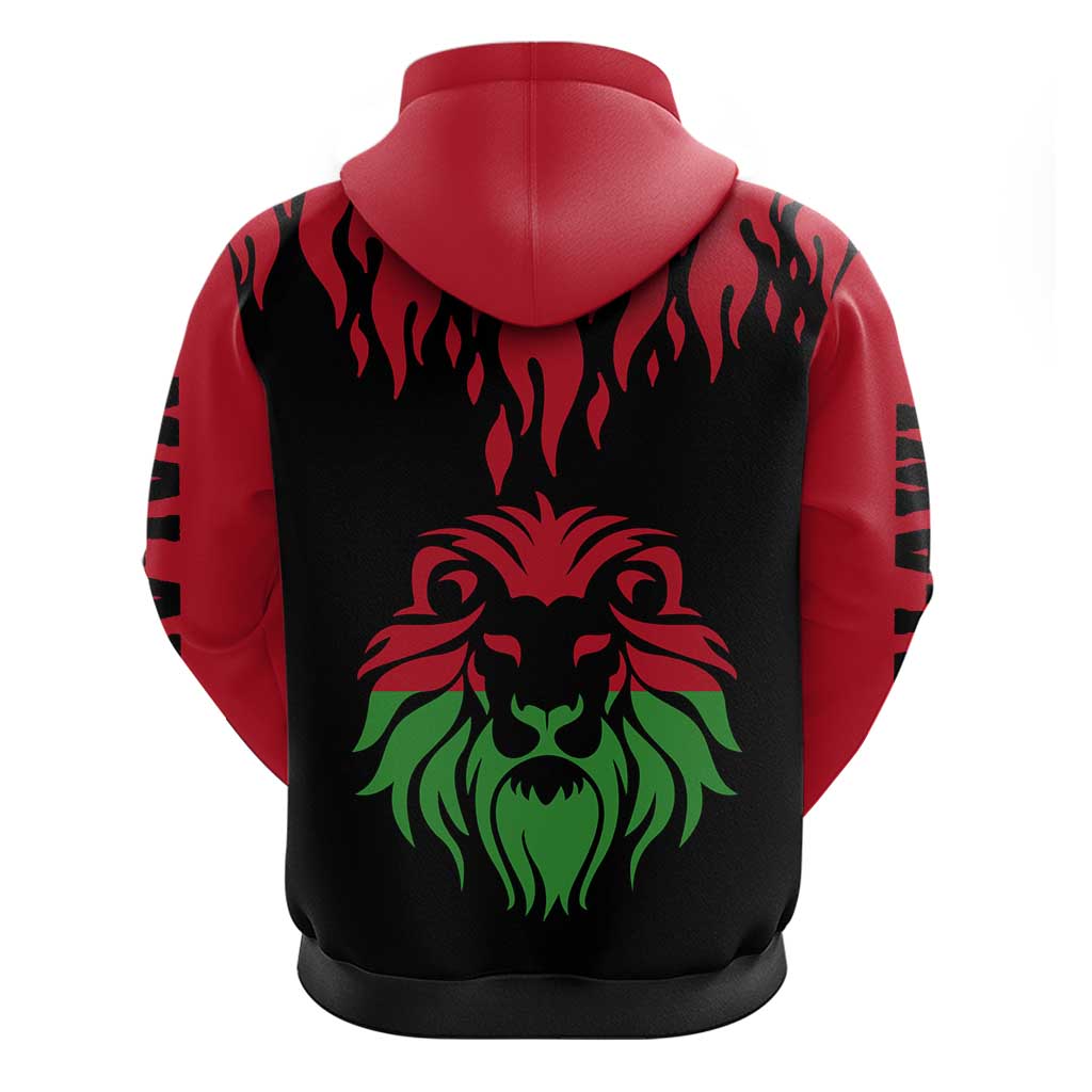 Malawi Map Shaped Lion Hoodie Unique Country and Wildlife Fusion Design TS04