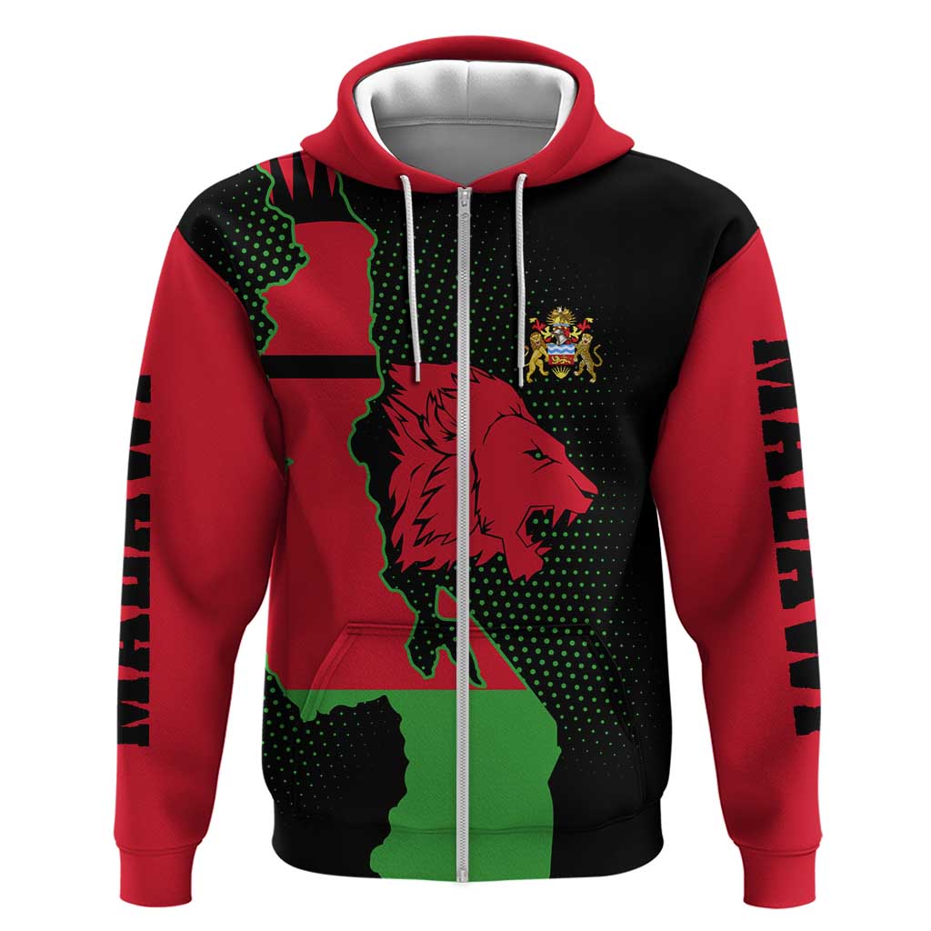 Malawi Map Shaped Lion Hoodie Unique Country and Wildlife Fusion Design TS04