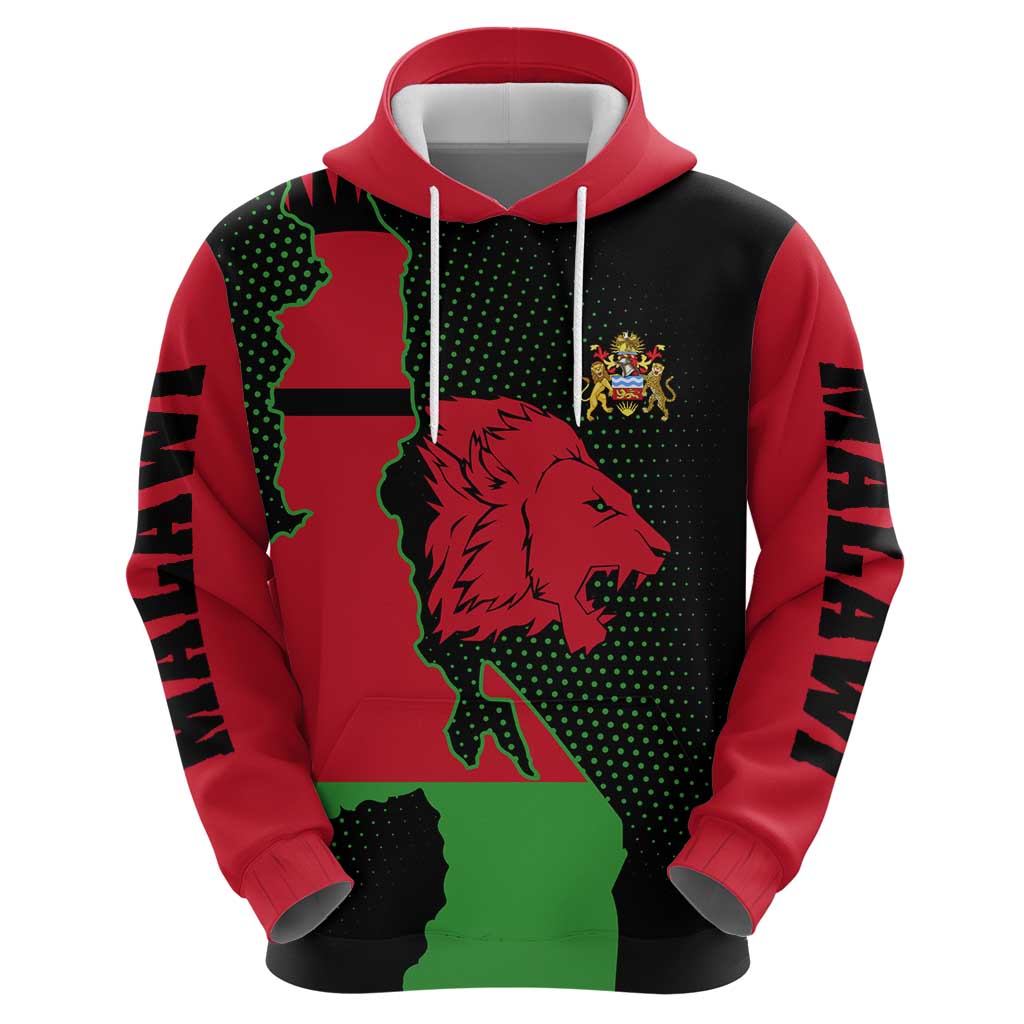 Malawi Map Shaped Lion Hoodie Unique Country and Wildlife Fusion Design TS04