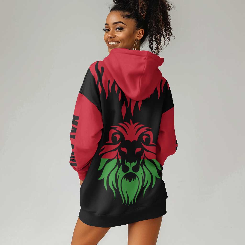 Malawi Lion Map Flag Hoodie Dress Wildlife Fusion Design TS04