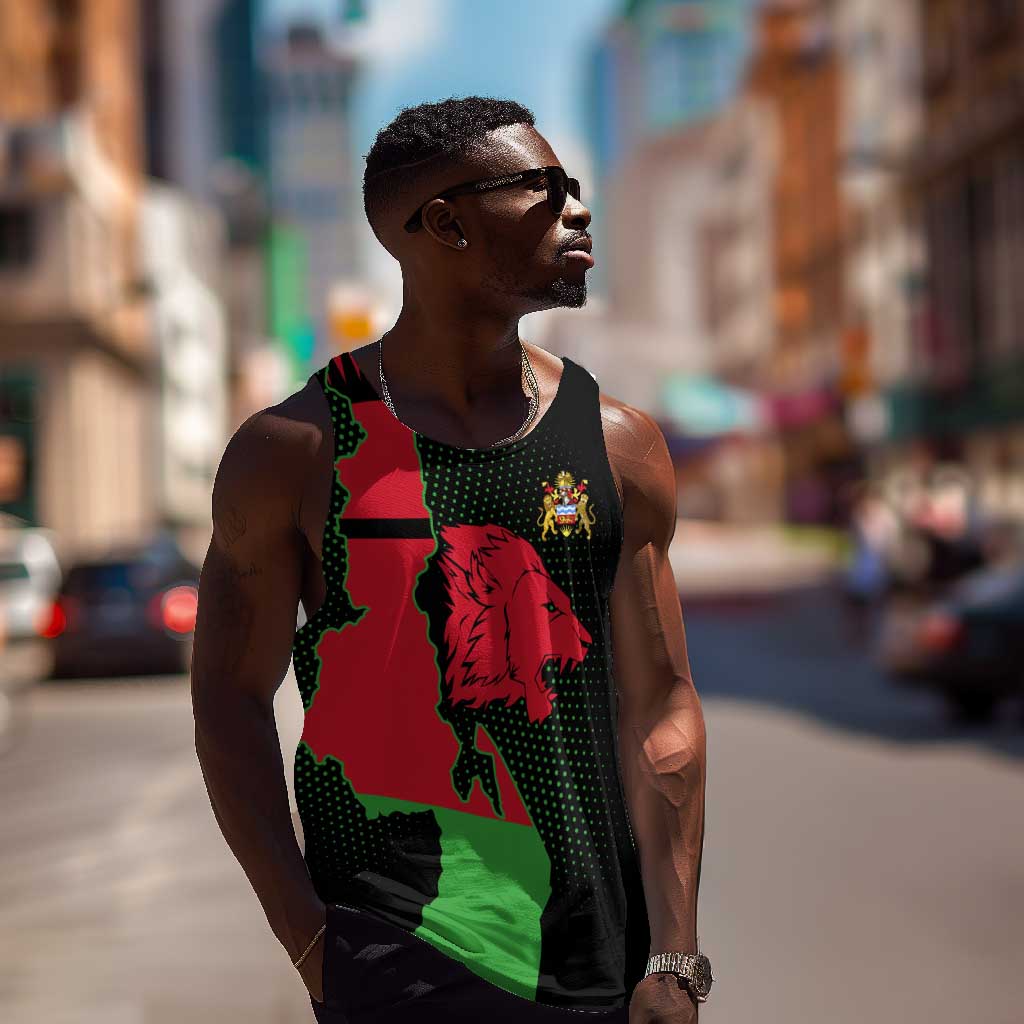 Malawi Lion Map Flag Men Tank Top Wildlife Fusion Design TS04