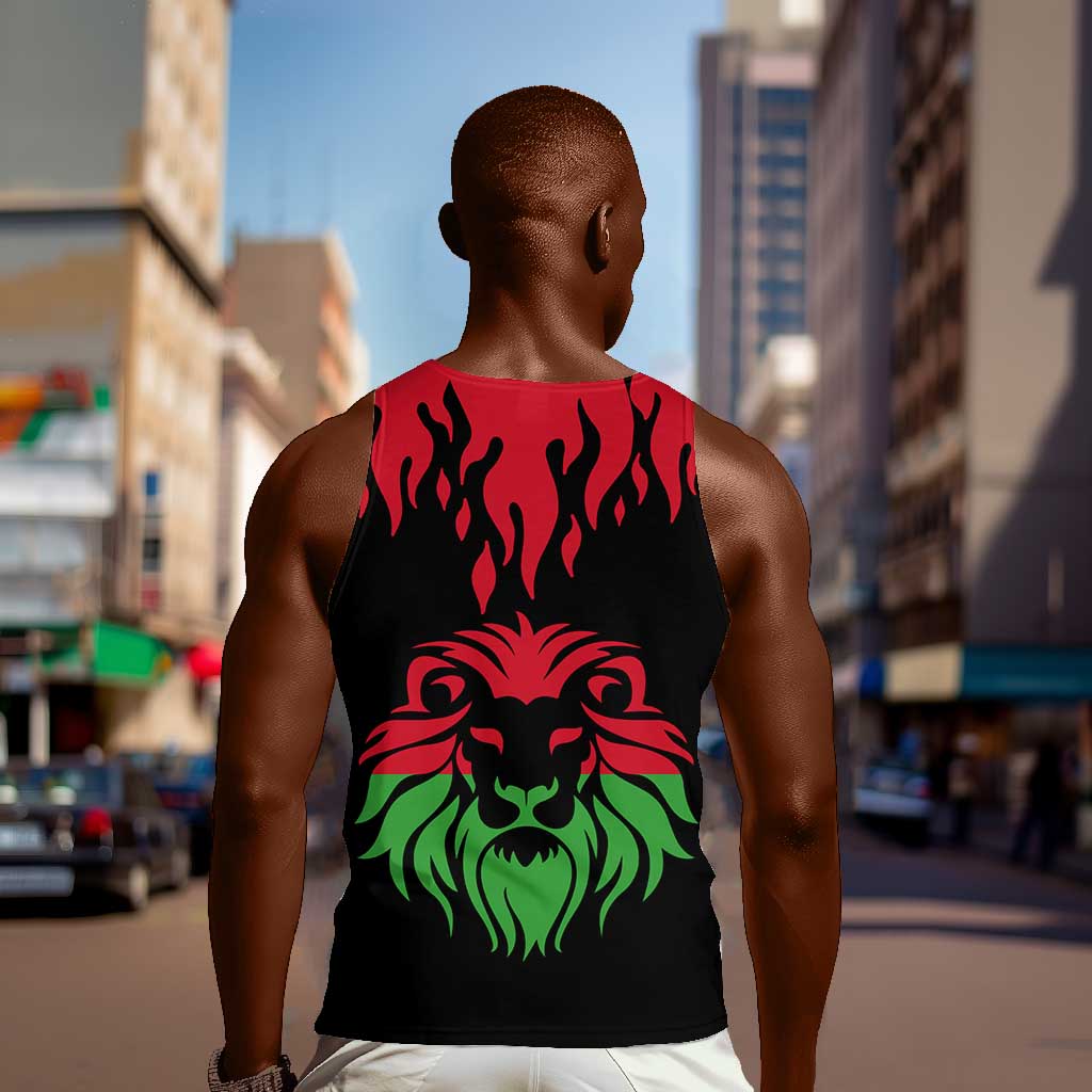 Malawi Lion Map Flag Men Tank Top Wildlife Fusion Design TS04