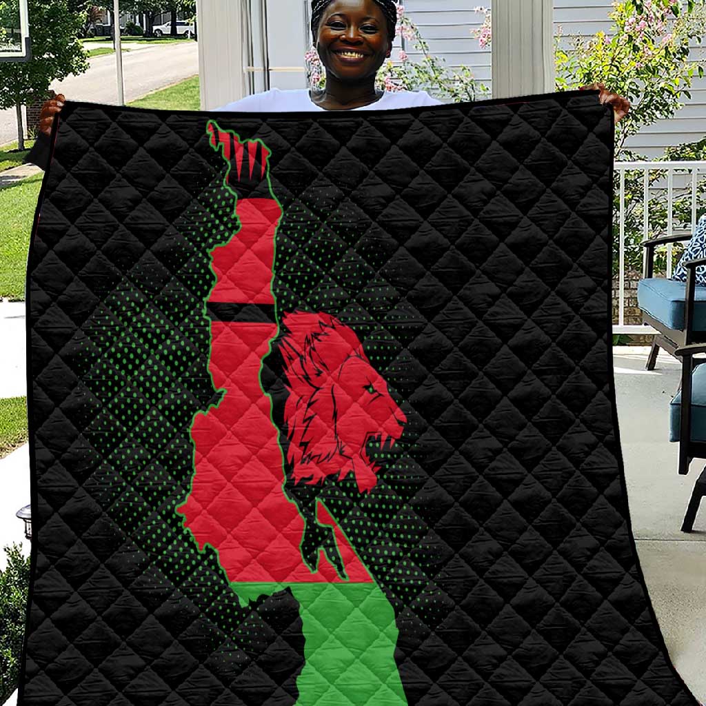 Malawi Lion Map Flag Quilt Wildlife Fusion Design TS04