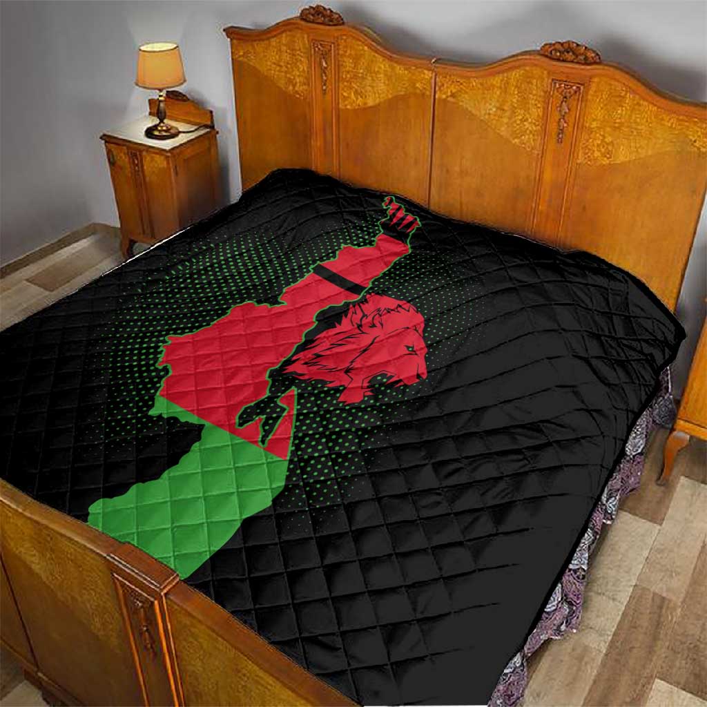 Malawi Lion Map Flag Quilt Wildlife Fusion Design TS04