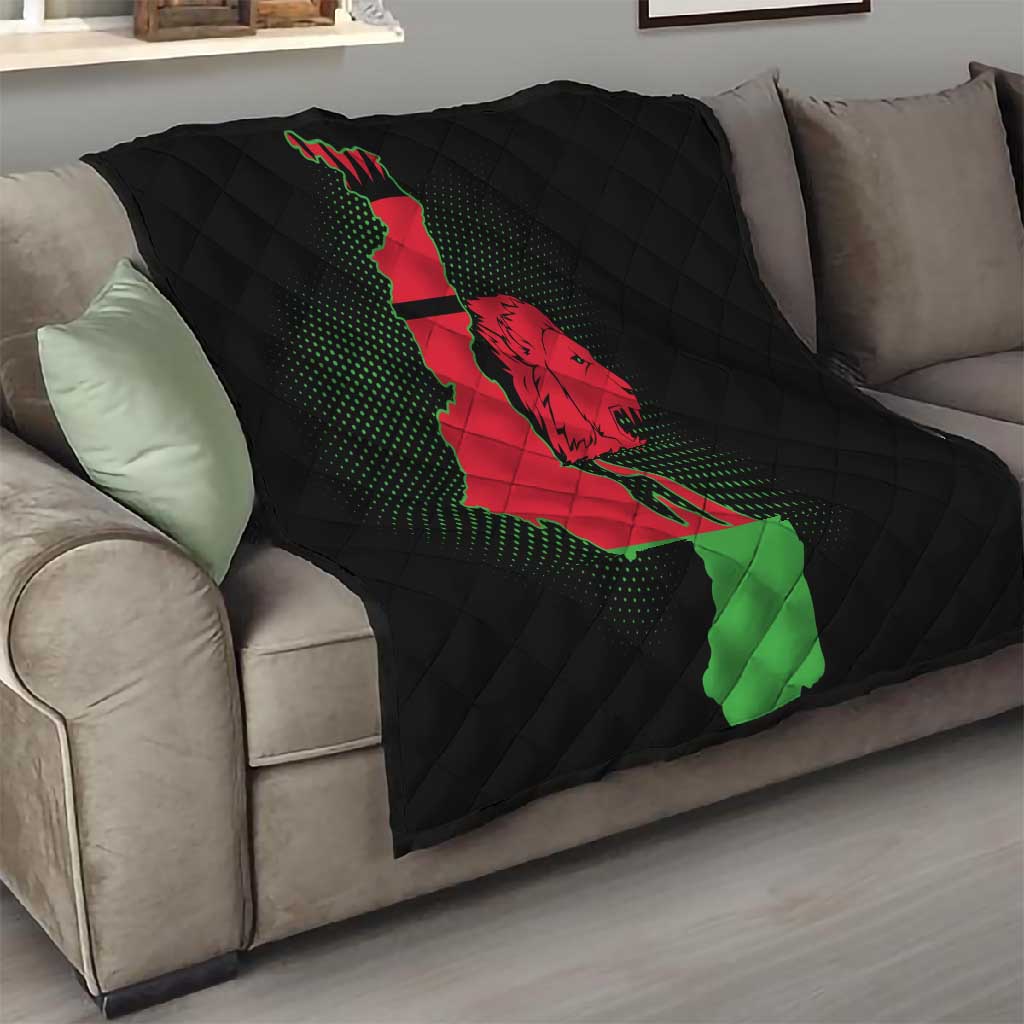Malawi Lion Map Flag Quilt Wildlife Fusion Design TS04