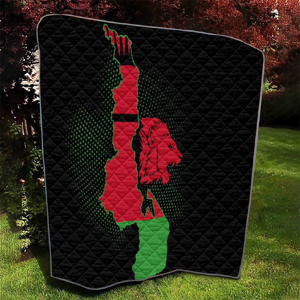 Malawi Lion Map Flag Quilt Wildlife Fusion Design TS04