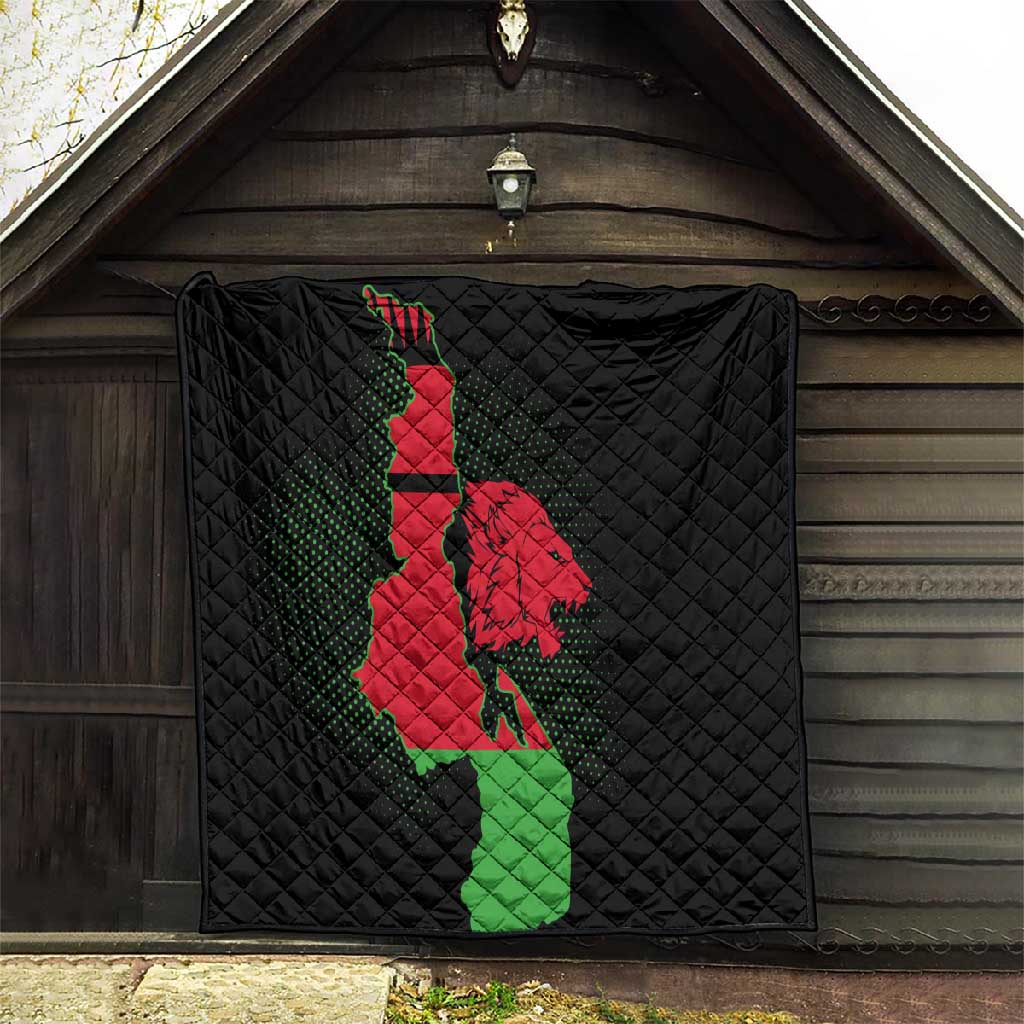 Malawi Lion Map Flag Quilt Wildlife Fusion Design TS04