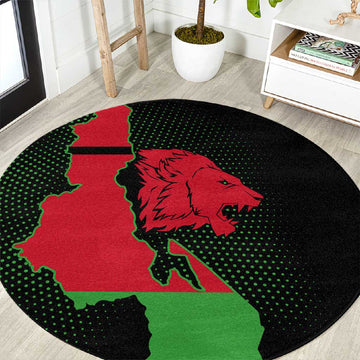 Malawi Lion Map Flag Round Carpet Wildlife Fusion Design TS04