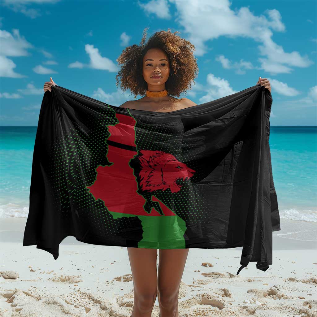 Malawi Lion Map Flag Sarong Wildlife Fusion Design TS04