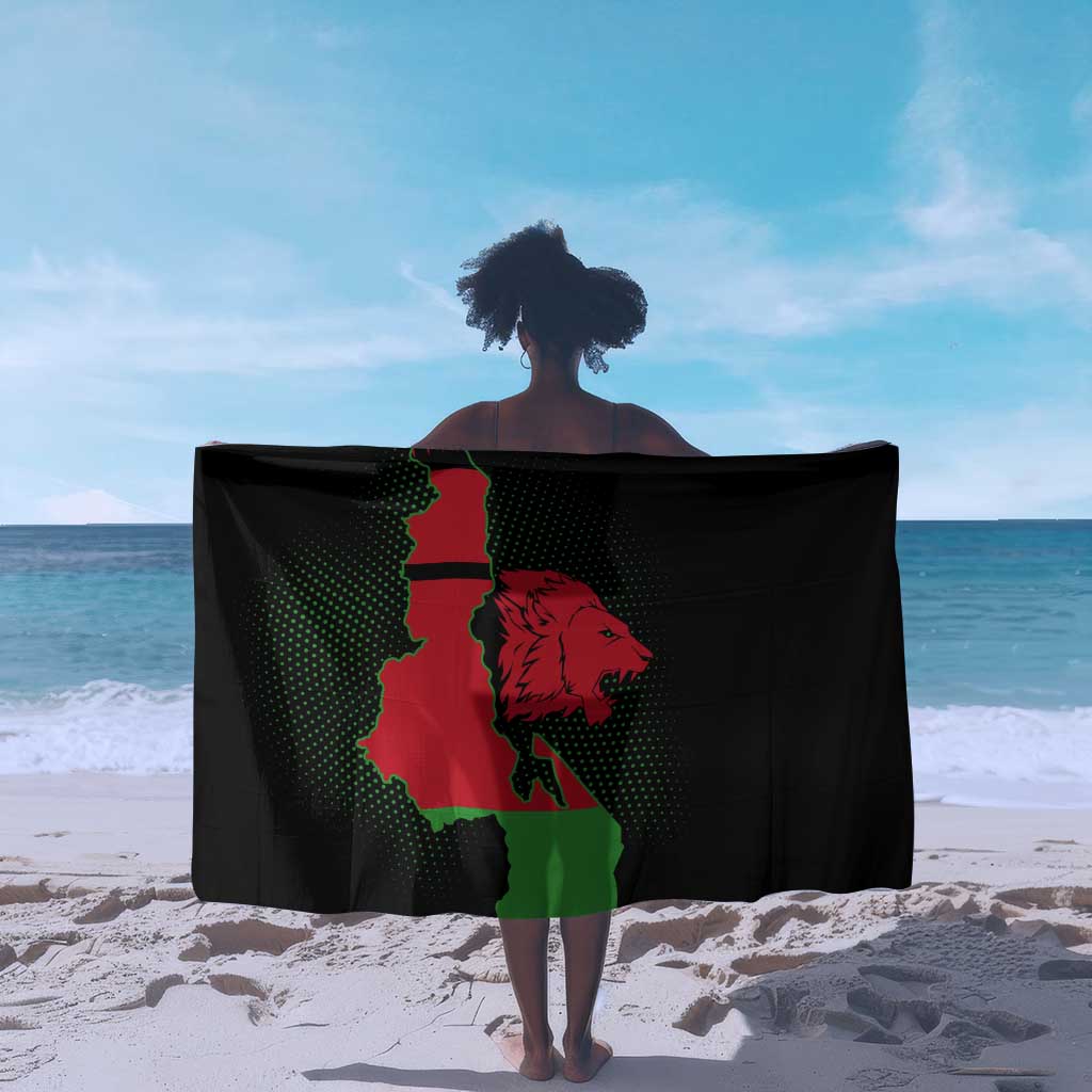Malawi Lion Map Flag Sarong Wildlife Fusion Design TS04