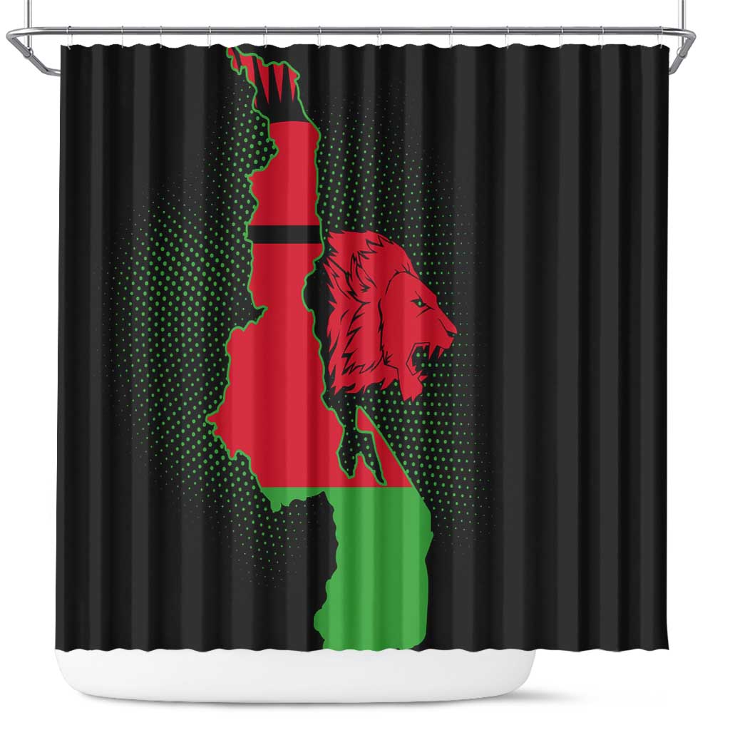 Malawi Map Shaped Lion Shower Curtain Unique Country and Wildlife Fusion Design TS04