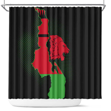 Malawi Map Shaped Lion Shower Curtain Unique Country and Wildlife Fusion Design TS04