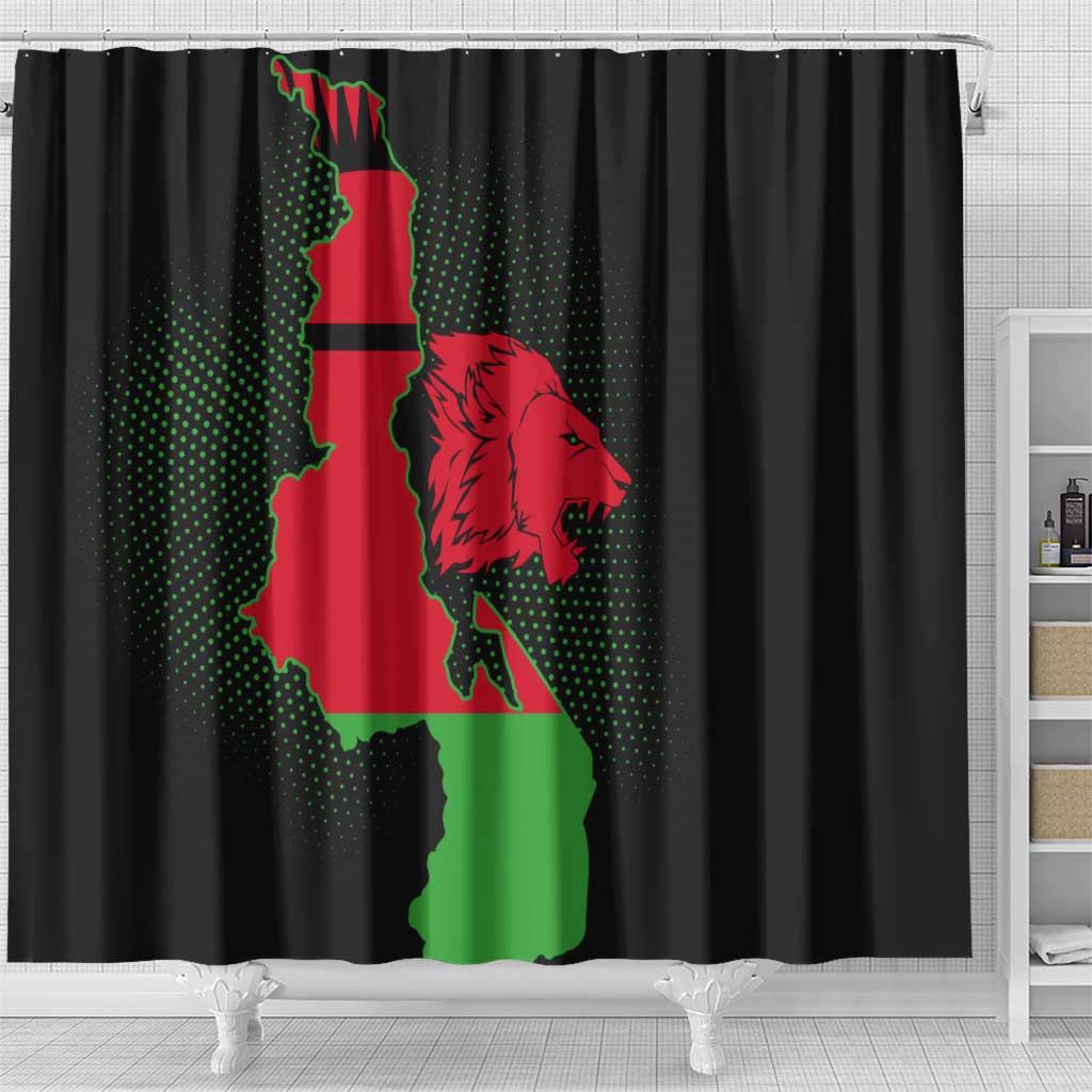 Malawi Map Shaped Lion Shower Curtain Unique Country and Wildlife Fusion Design TS04