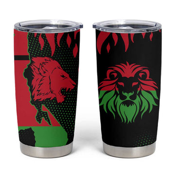 Malawi Lion Map Flag Tumbler Cup Wildlife Fusion Design TS04