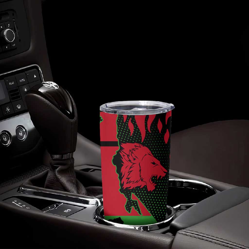 Malawi Lion Map Flag Tumbler Cup Wildlife Fusion Design TS04