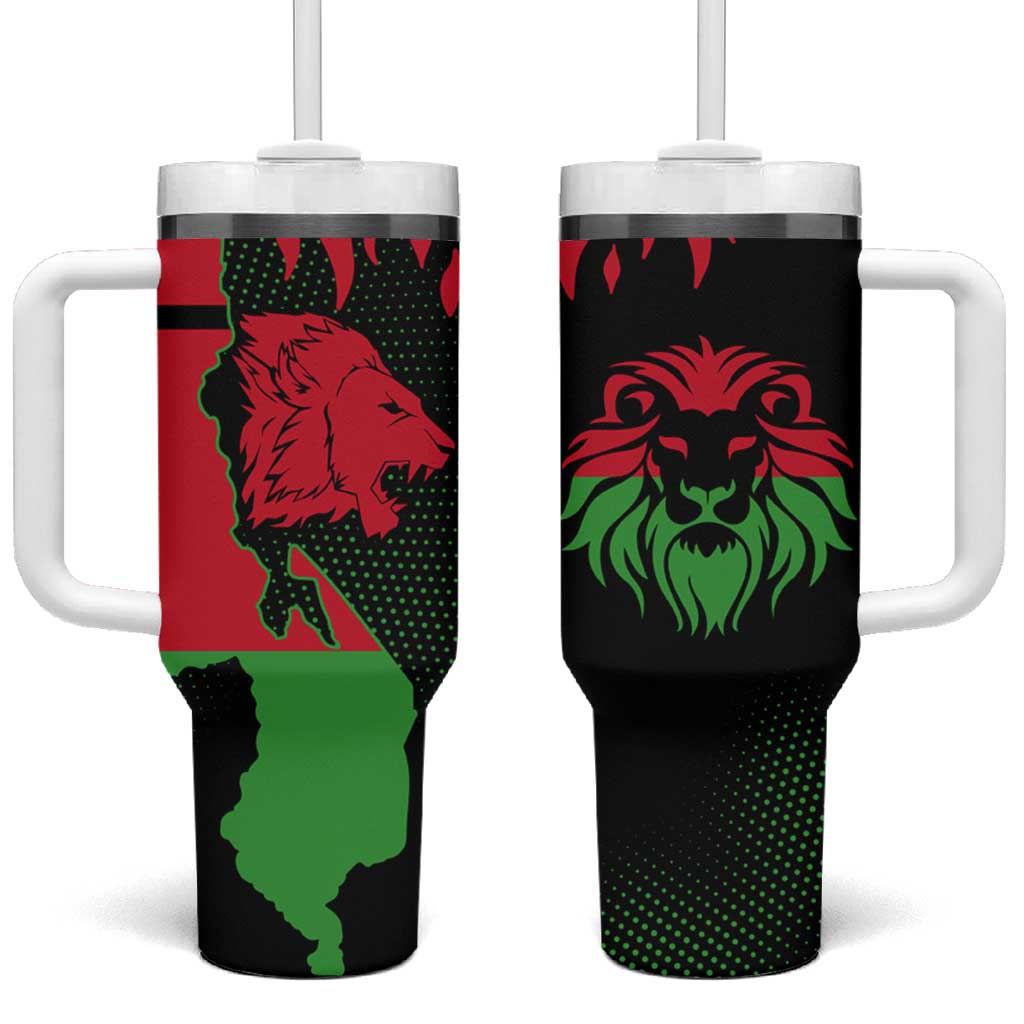 Malawi Lion Map Flag Tumbler With Handle Wildlife Fusion Design TS04