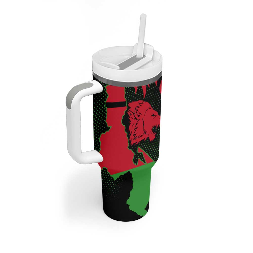 Malawi Lion Map Flag Tumbler With Handle Wildlife Fusion Design TS04