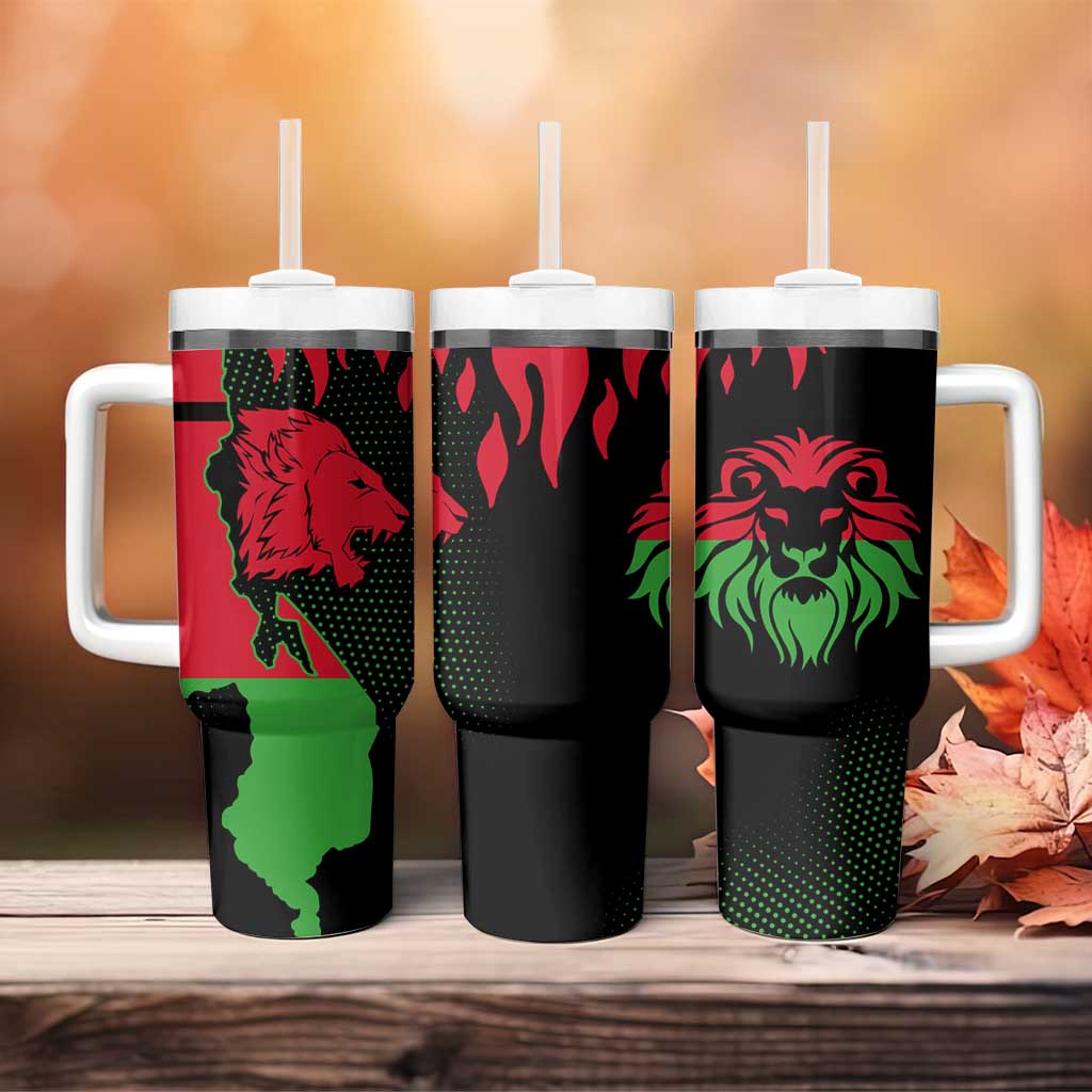 Malawi Lion Map Flag Tumbler With Handle Wildlife Fusion Design TS04