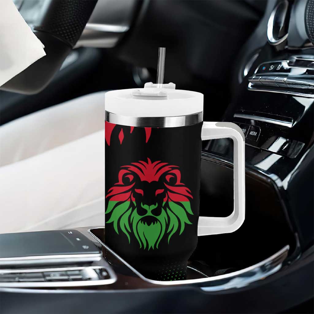 Malawi Lion Map Flag Tumbler With Handle Wildlife Fusion Design TS04