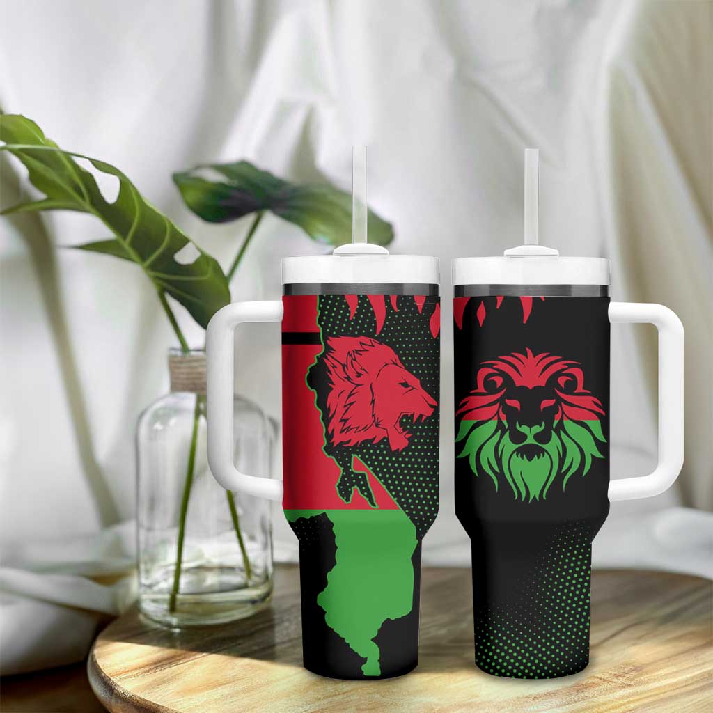 Malawi Lion Map Flag Tumbler With Handle Wildlife Fusion Design TS04