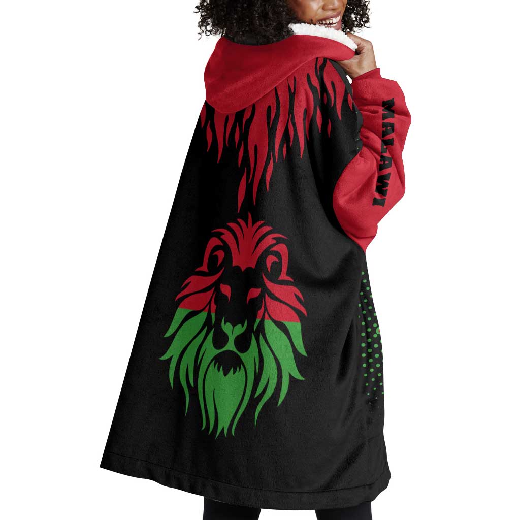Malawi Lion Map Flag Wearable Blanket Hoodie Wildlife Fusion Design TS04