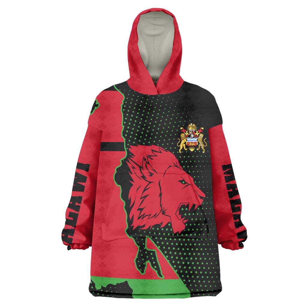 Malawi Lion Map Flag Wearable Blanket Hoodie Wildlife Fusion Design TS04