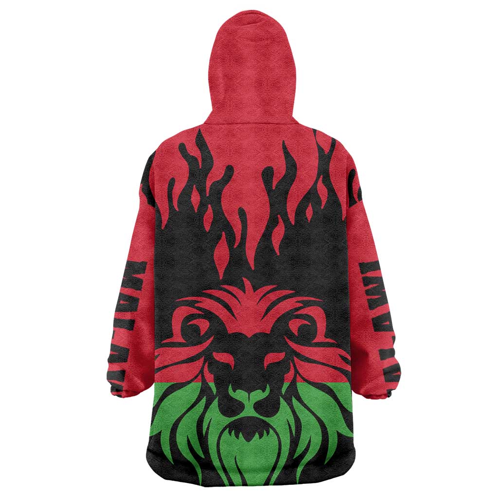 Malawi Lion Map Flag Wearable Blanket Hoodie Wildlife Fusion Design TS04