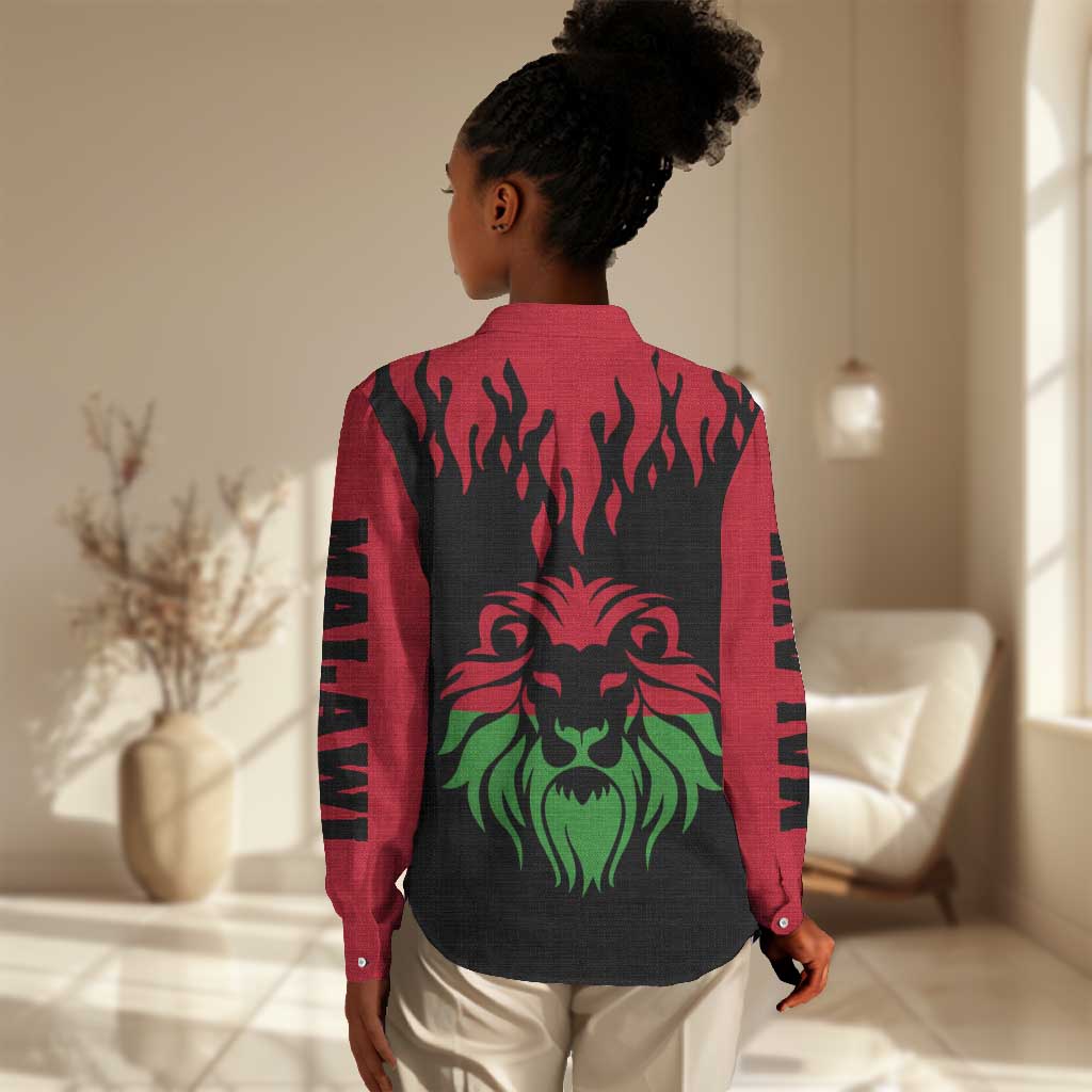 Malawi Lion Map Flag Women Casual Shirt Wildlife Fusion Design TS04