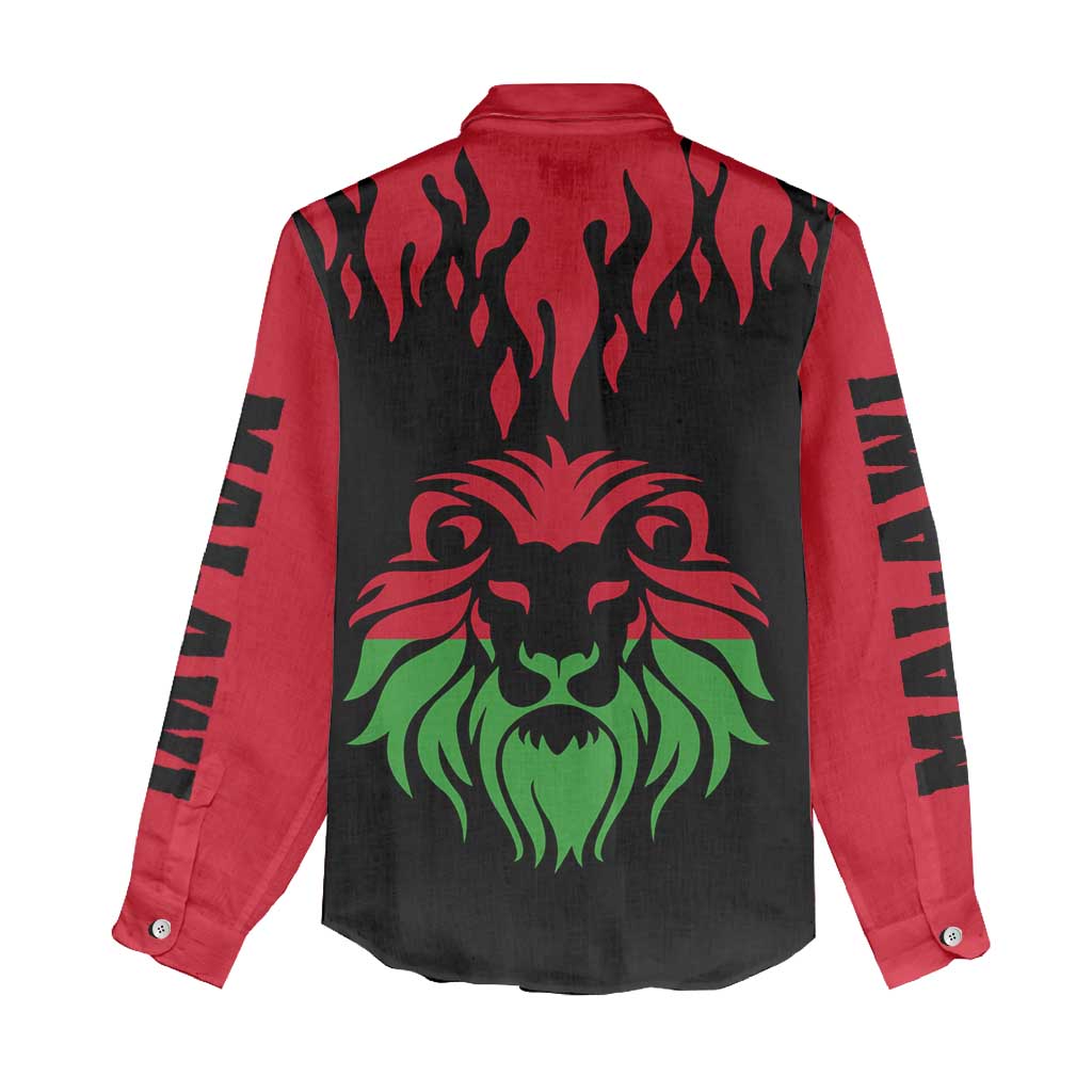 Malawi Lion Map Flag Women Casual Shirt Wildlife Fusion Design TS04